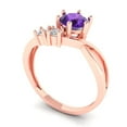 thumbnail image 2 of Three-Stone Engagement Ring for Women - 0.87ct Natural Amethyst in 14K Rose Gold Promise Ring, 2 of 6