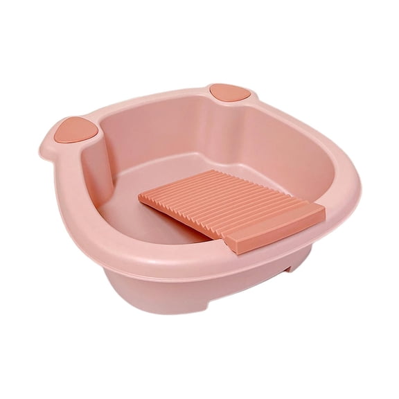 Cubo para lavar ropa a mano, lavabo antideslizante, tabla de lavar a mano, limpieza Rosa