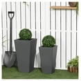 thumbnail image 2 of Outdoor Planters 2-Pack, 22in & 18in Flower Pots, Stackable Plant Pots with Drainage, Durable MgO, for Porch Patio Yard Garden, Gray, 2 of 9