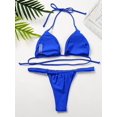 thumbnail image 2 of Conjunto sexy de 2 piezas de brasier de bikini triangular fruncido con tanga para mujer Azul Real G Azul Real G Xishao ropa, 2 of 2