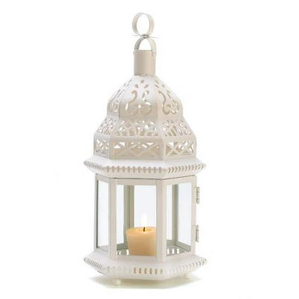 Lanterne de Bougie de Style Marocain Blanc