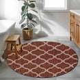 thumbnail image 3 of Round Rugs 3.3Ft, Brown Moroccan Round Area Rug Washable Indoor Throw Carpet, Morocco Abstract Quatrefoil Geometric Soft Non Slip Circle Rug for Laundry Room Patio Home Decor Aesthetic, 3 of 8