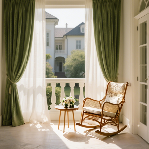 Green & White Mix Velvet Curtains with Grommet, Thermal Insulated Super Soft Privacy Noise Reducing Light Filtering Velvet Curtains for Living Room Bedroom Dining Room, 4 Panels