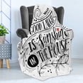 thumbnail image 4 of Saying Soft Flannel Fleece Throw Blanket, Vintage Calligraphy a Laugh is Sunshine in the House with Curlicues Leaves, Cozy Plush for Indoor and Outdoor Use, 50" x 60", Black and White, by Ambesonne, 4 of 5