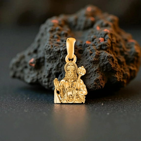 Vaidehi 925 Sterling Silver 22k Gold Plated God Hanuman Pendant Lord Bajrang Bali Locket for Men and Women