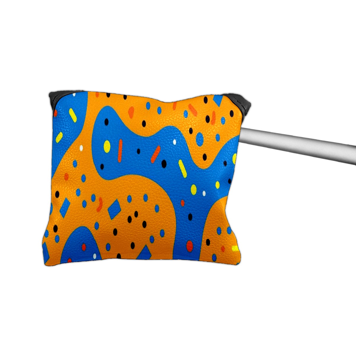 Golf Mallet Putter Cover Premium Leather Golf Putter Head Cover with Magnetic Closure Golf Cover for Men and Women Orange Blue Polka Dots