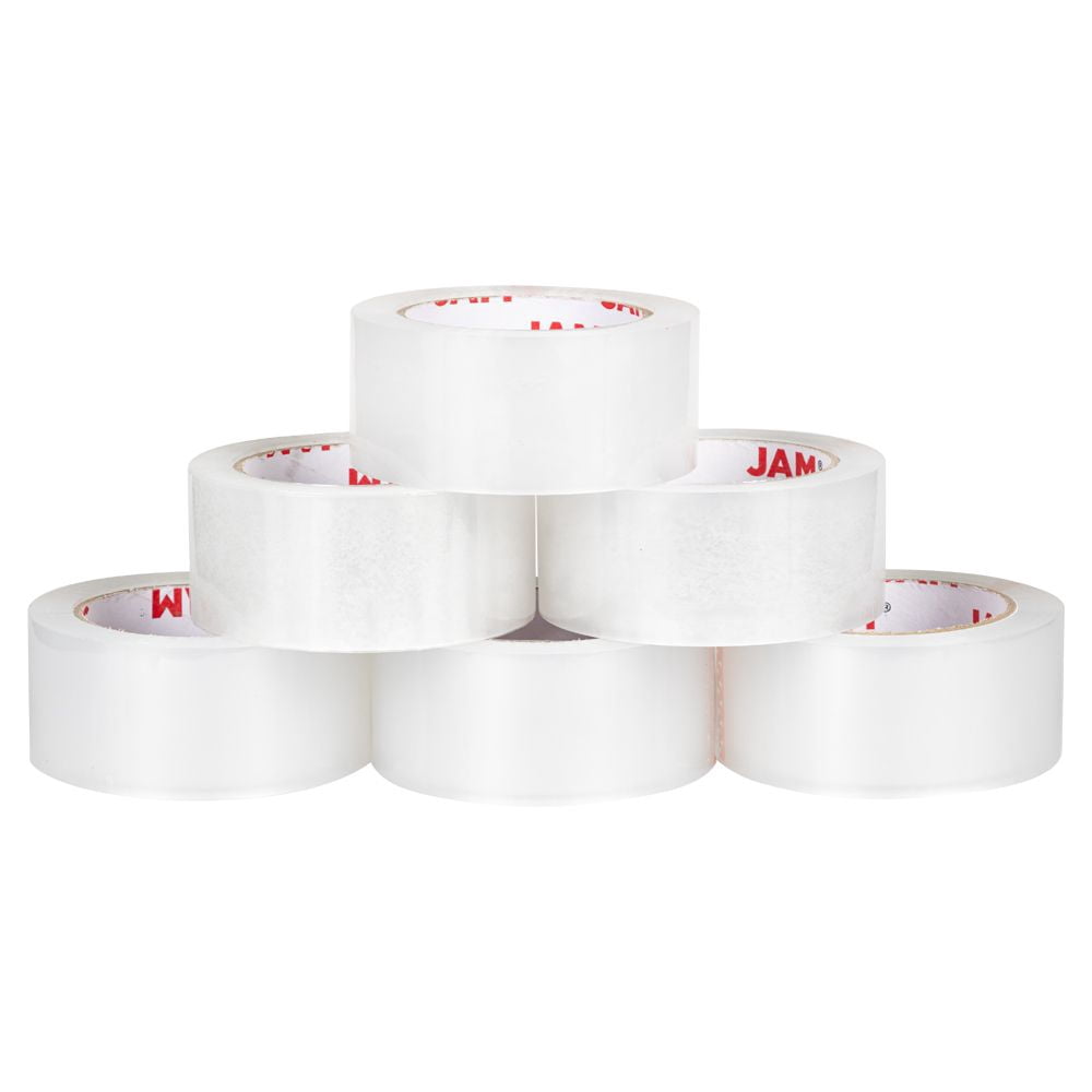JAM Paper Packing Adhesive Tape, Clear, 2 Inches x 110 Yards, 12 Rolls per Pack