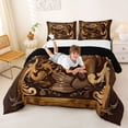 thumbnail image 3 of jejeloiu Vintage Fishing Full Size Comforter Sets,Pike Fish Print Bedding Comforter Set For Boys,Brown Black,Black Reversible,3 Pieces,1 Comforter and 2 Pillowcases, 3 of 7