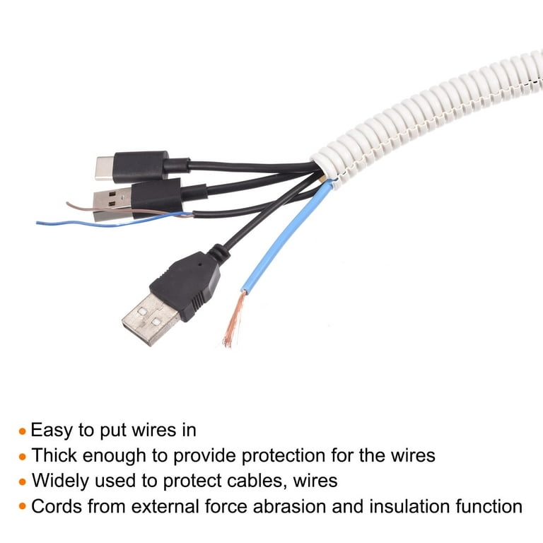 Split Wire Loom Tubing PE Corrugated Pipe Conduit 5M/16.4ft Length  36x42.5mm White for Wire Cable 