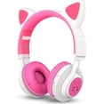 thumbnail image 3 of Auriculares Bluetooth Riwbox CT-7 inalámbricos plegables con luces LED Blanco y Rosa, 3 of 3