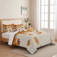thumbnail image 5 of Full Quilt Set 78''x90'', Thanksgiving Lightweight Summer Bedspread Coverlet Set with 2 Pillow Shams, Retro Orange Fall Maple Leaves Autumn Breathable All Season Quilt Bedding for Bedroom/Guest Room, 5 of 9