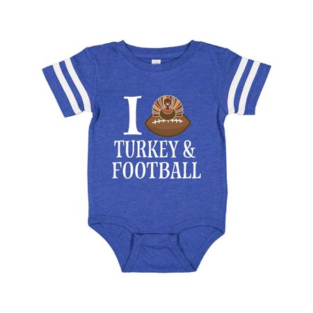 

Inktastic Thanksgiving I Love Turkey And Football Gift Baby Boy or Baby Girl Bodysuit