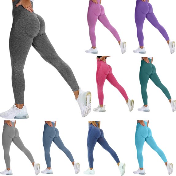 QLEICOM Womens Yoga Pants Capri Leggings Seamless Butt Lifting for High Waist Workout Leggings Athletic Pants Tummy Control Leggings Dark Gray L