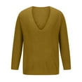 thumbnail image 4 of TFEOQRY Pullover Sweater for Men Fashion Solid Color Comfortable Knitwear Long Sleeved V-Neck Sweater Top Yellow, 4 of 6