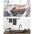 thumbnail image 5 of Black Paisley Kitchen Dish Towels for Drying Dishes Set of 3, Ethnic Vintage Floral Botanical Abstract Waffle Weave Microfiber Hand Tea Bathroom Towels Quick Dry & Absorbent Towel 12x12, 5 of 7