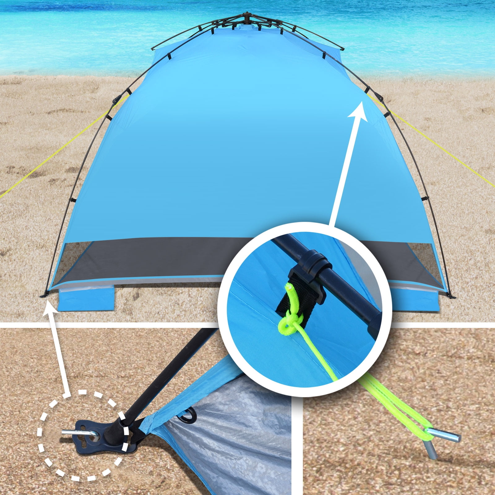 Strong Camel 8'x8' Instant Pop Up Beach Tent Portable Shelter Canopy Portable Waterproof Camping Shade Tent Outdoor