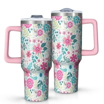 OBREWU Pioneer Flower Tumbler with Handle and Lid,Pioneer Flower 40oz Double Wall Vacuum Insulated Tumbler,Cups Gift for Women and Men