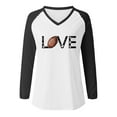 thumbnail image 3 of MKLEKYY Hauts Grande Taille pour Femmes Chandails en Molleton Légers Décontractés à Col Rond Manches Longues Imprimé Graphique de Football T-Shirt, 3 of 3