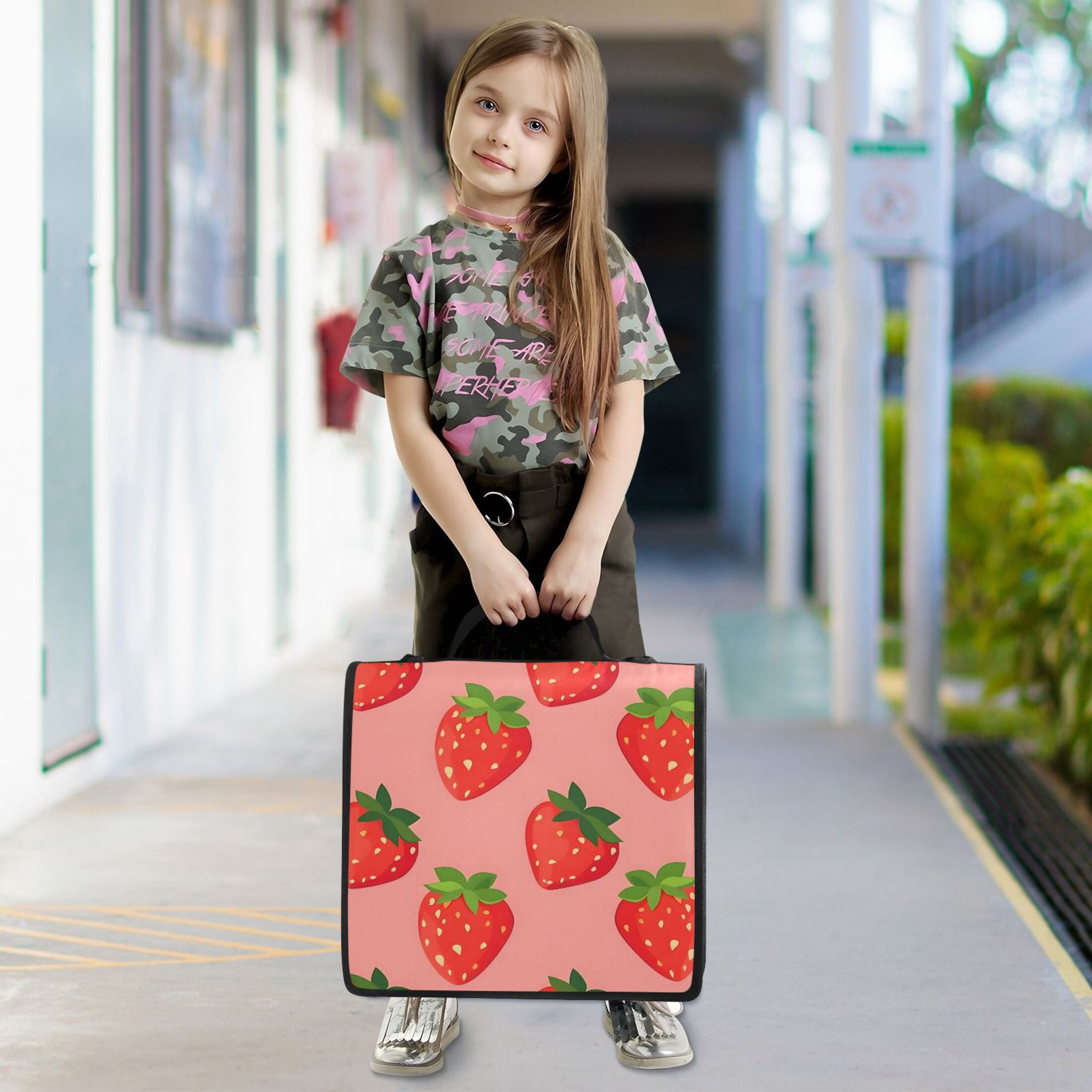 ALAZA Zipper Binder Strawberry Pattern 3 Ring Trapper Keeper File Folder Organizer Bag