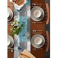 thumbnail image 5 of Turquoise Grey Table Runner Abstract Square Graffiti Modern Smear Tablerunners 13 x 90 Inch, Table Decorations Tabletop Scarf for Summer Gathering Holiday Farmhouse Kitchen Dining Decor, 5 of 6