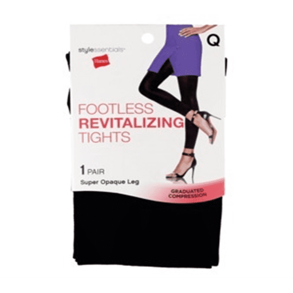 Style Essentials by Hanes Footless Revitalizing Tights, Black, Size Q | CVS
