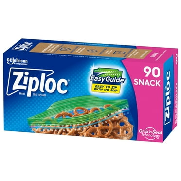 Ziploc® Snack Bags with EasyGuide™ Texture, Small Plastic Bags with Grip 'N Seal Technology, 90 Count