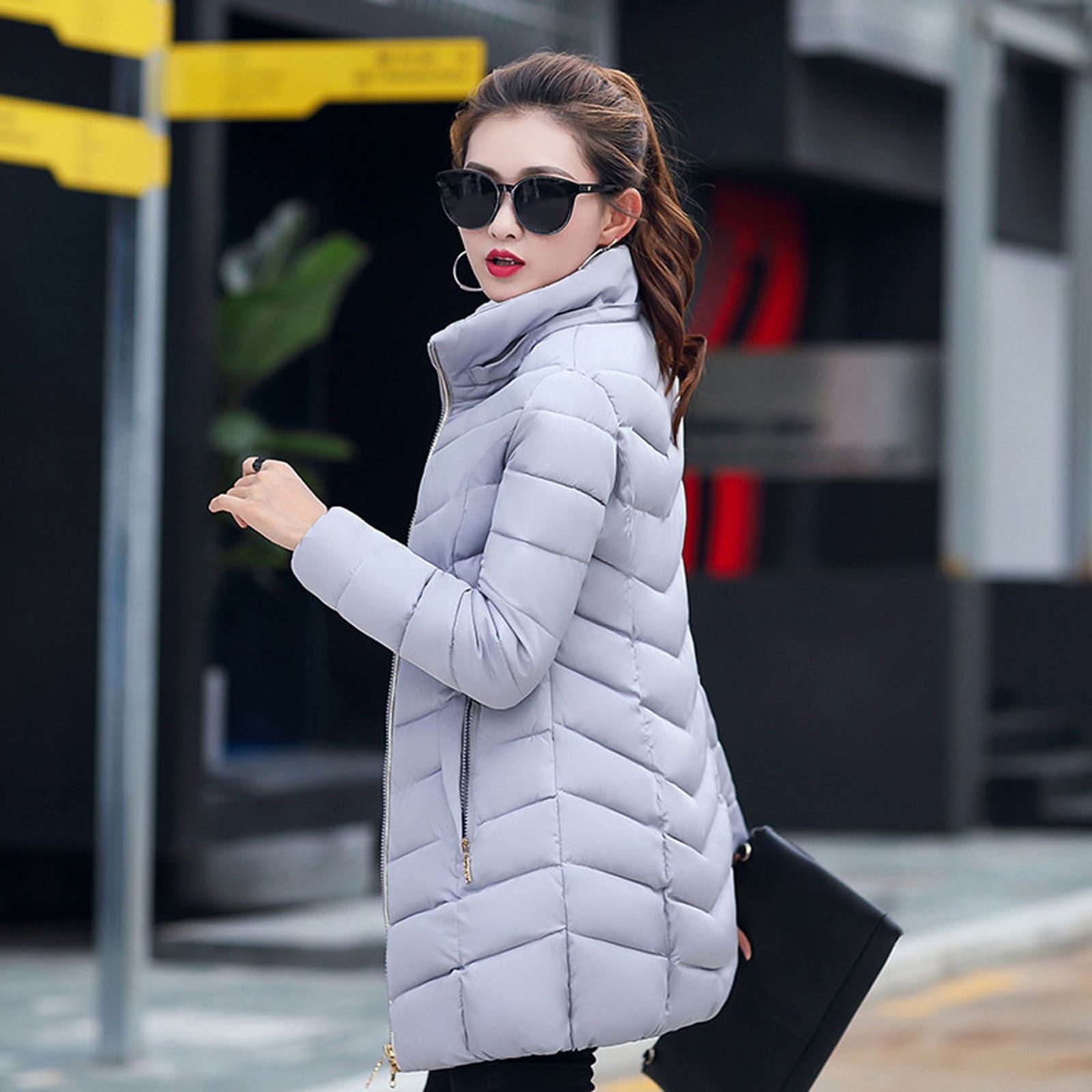 Womens Coats And Jackets Clearance Trendy Solid Women Casual Thicker Winter  Slim Coat Overcoat Black S JCO 
