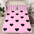 thumbnail image 2 of jejeloiu Black Heart Print Queen Sheet Sets,Cartoon Love Romantic Theme Bed Set For Girls Kids 4-Piece, 2 of 7