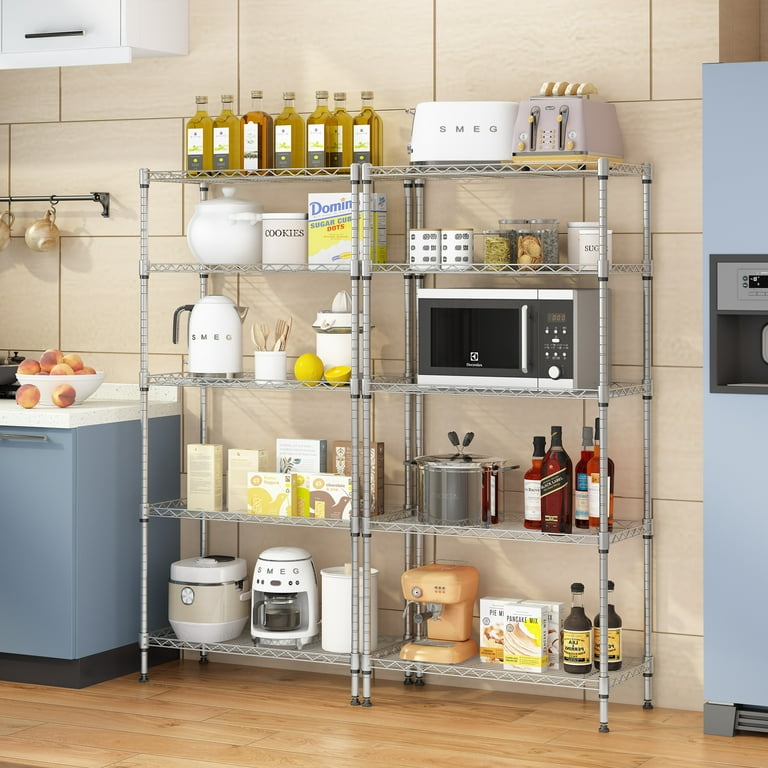 5 Tier Wire Storage Shelf for Kitchen Silver