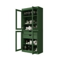 thumbnail image 3 of Palace Imports 100% Solid Wood Kitchen Pantry Storage Cabinet with Glass Doors, Adjustable Shelves and 2-Drawers, Green, 3 of 7