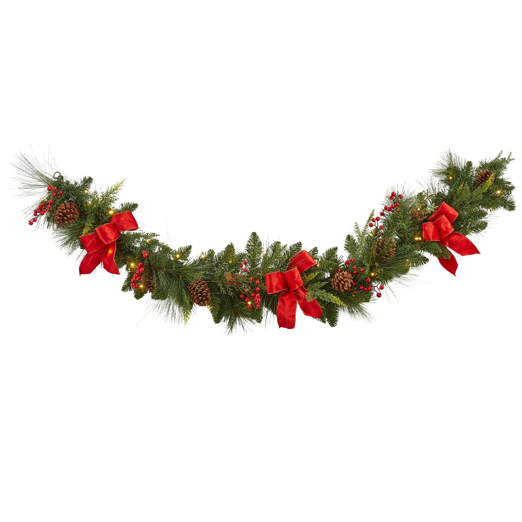 Foil Green & Red Holly Christmas Decor Christmas Holiday Garland 25 ft 