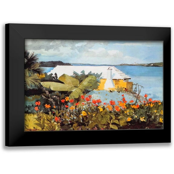 Homer, Winslow 14x11 Black Modern Framed Museum Art Print Titled - Flower Garden And Bungalow Bermuda