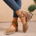thumbnail image 5 of Dakaela Women's Closed Toe Wedge Sandals Comfortable Platform Espadrille Heels Pumps Ankle Strappy Summer Casual Dressy Shoes Size 6-10 Khaki, 5 of 8