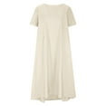 thumbnail image 3 of Tshirt Dress Women Cotton Linen Lightweight Short Sleeve Crewneck Loose Fit Flowy Maxi Dress Summer Lounge Dress, 3 of 5