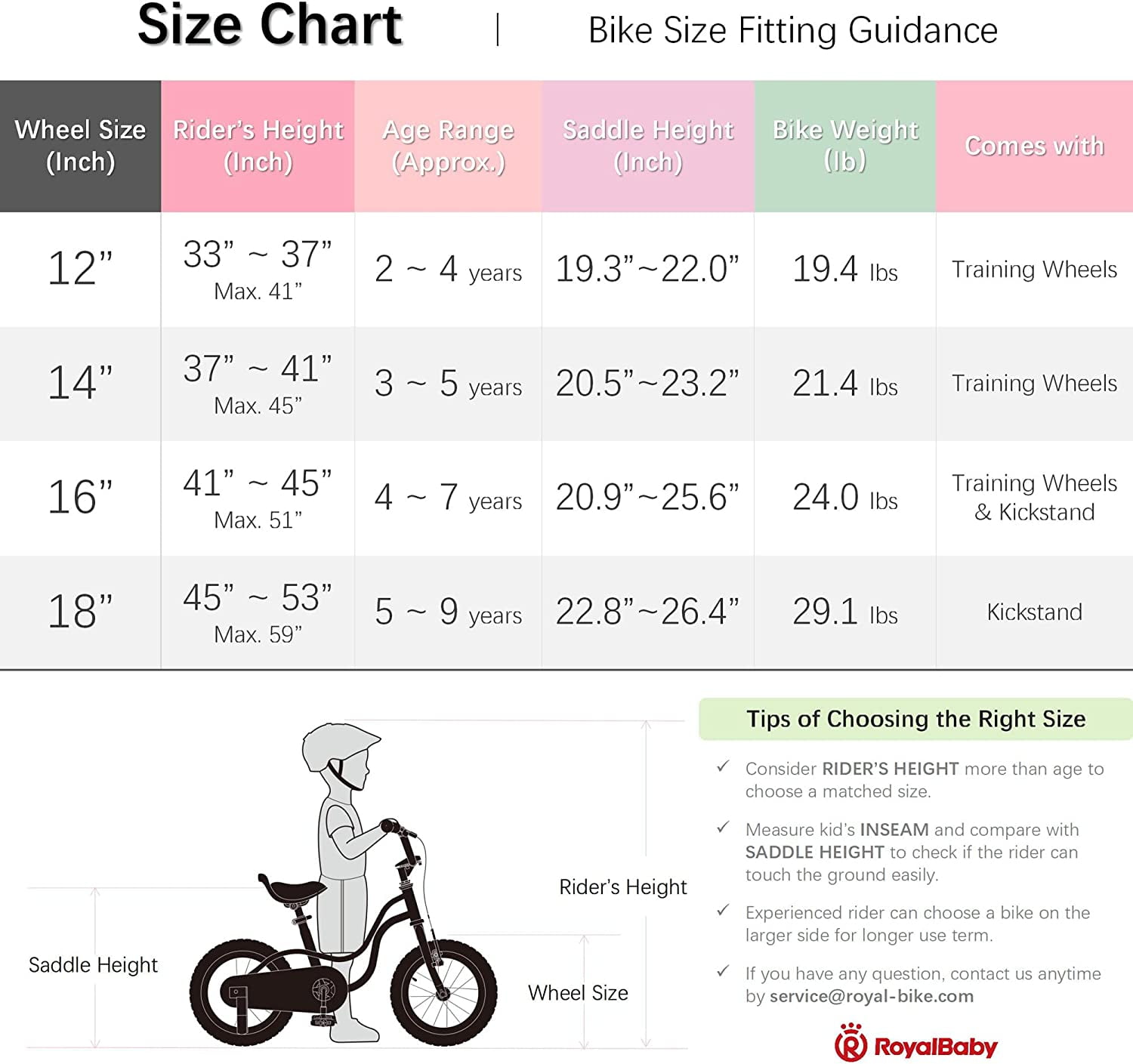 Royalbaby Little Swan Light Pink 16 Girl's Bicycle With Training Wheels and Basket