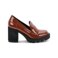 thumbnail image 2 of AQUA COLLEGE Womens Brown Double Notched Strap Padded Jonnie Square Toe Slip On Heeled Loafers 10, 2 of 4