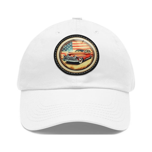 Americana Vintage Retro Car Dad Hat Strap Back Circle Round Patch
