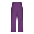thumbnail image 3 of High Waisted Capris Women New Pull on Capris Pants for Women with Pockets Casual Elastic Waist Cropped Work Pants New Purple M, 3 of 6