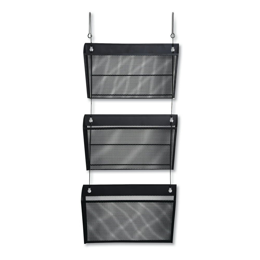 Universal Mesh ThreePack Wall Files with Hanger, Letter, Black