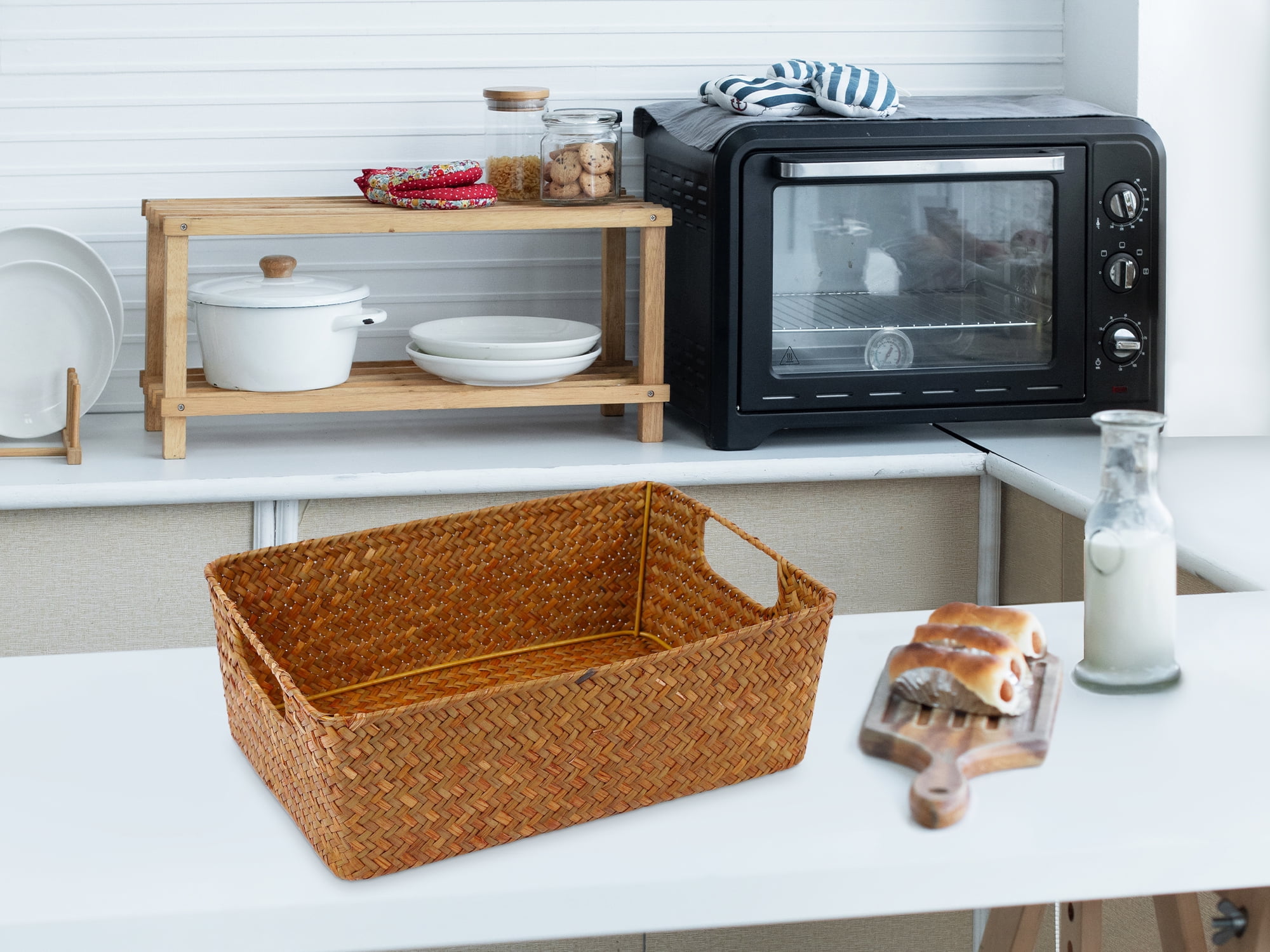 Unique Bargains 1 Pack Wicker Basket for Organizing and Storage Brown 13.4*9.1*4.3in