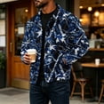 thumbnail image 6 of GrmtClth Retro Mens Leaf Camo Lightweight Lapel Jacket Long Sleeve Snap Placket Relaxed Fit Daily Walking Outerwear Blue M, 6 of 8