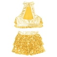 thumbnail image 4 of TSSOE Kids Girls Sleeveless Sequins Tiered Crop Top with Skirt Latin Jazz Modern Rumba Salsa Samba Gold 10, 4 of 7