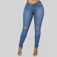thumbnail image 5 of Las Señoras Personalizaron Los Pantalones Vaqueros Abotonados Rasgados Color Sólido Cintura Alta Pantalones Delgados Delgados Odeerbi ODB-6, 5 of 5