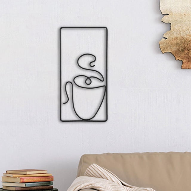 Decoraciones artísticas de pared , esculturas de pared, dibujo de línea de pintura, silueta colgante de pared de estar, decoración estilo D Colco Escultura de pared