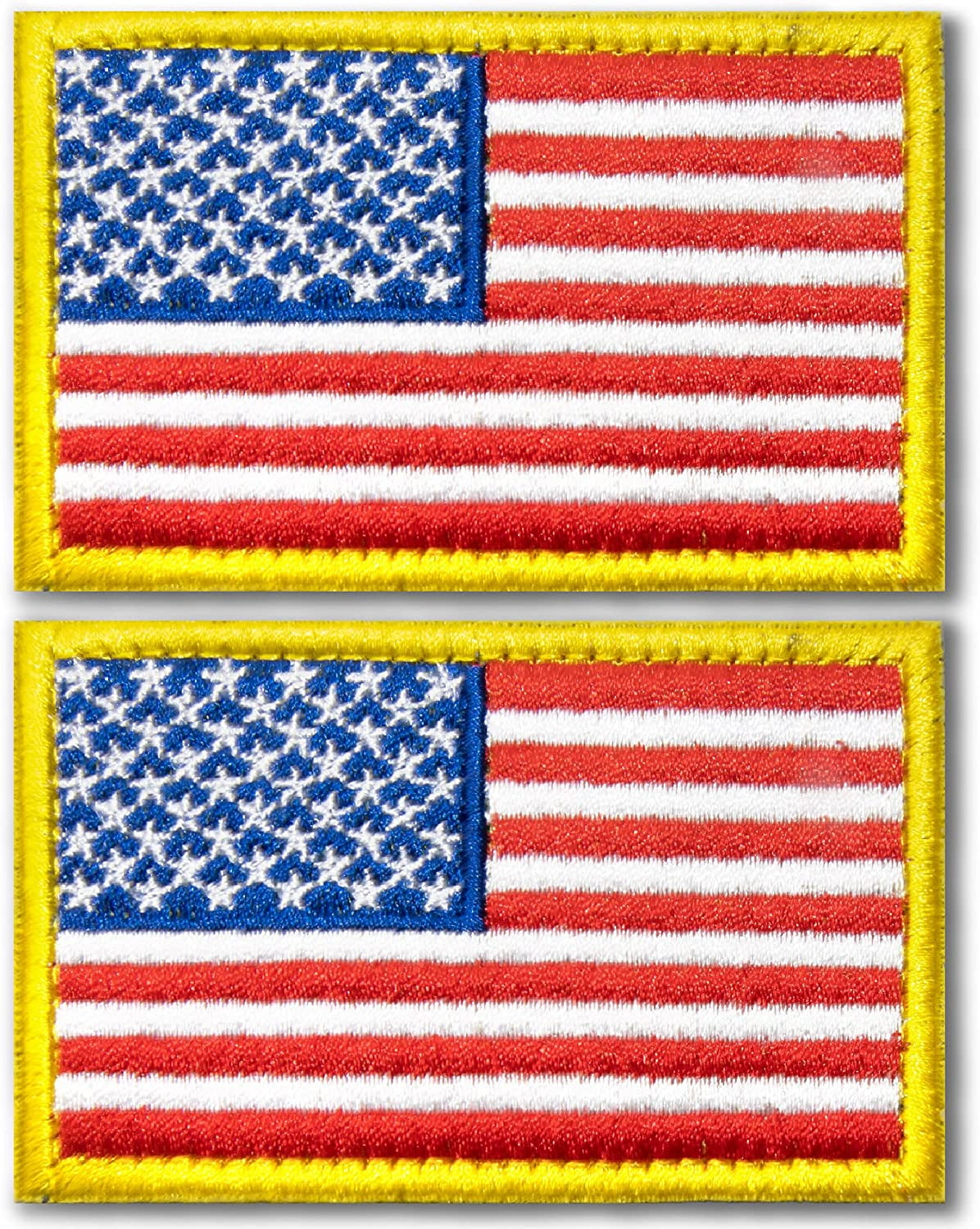 set of 2 american USA flag multicam embroidered patriotic fastener patches 