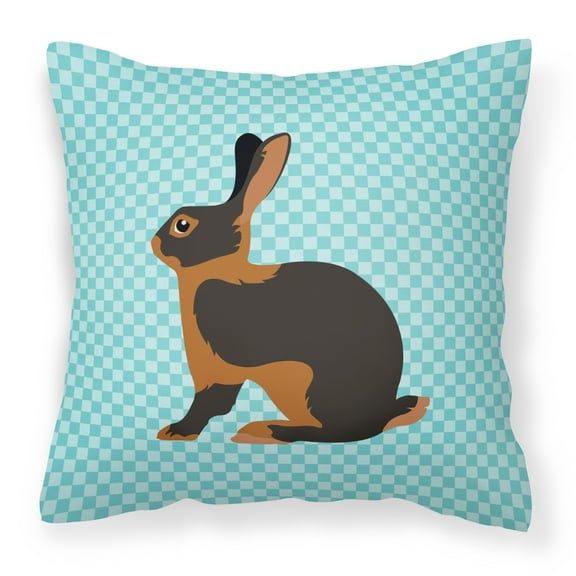 Carolines Treasures BB8137PW1414 Tan Rabbit Blue Check Fabric Decorative Pillow, 14 x 14 in.