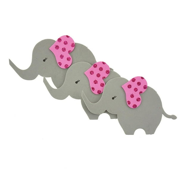 Glittered Elephant EVA Foam Cut Outs, 51/2Inch, 10Count, Pink