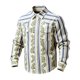 thumbnail image 2 of Ceisia Men's Loose Fit Vintage Leaf Vine Stripe Print Long Sleeve Cotton Shirt Beige S Gifts, 2 of 3