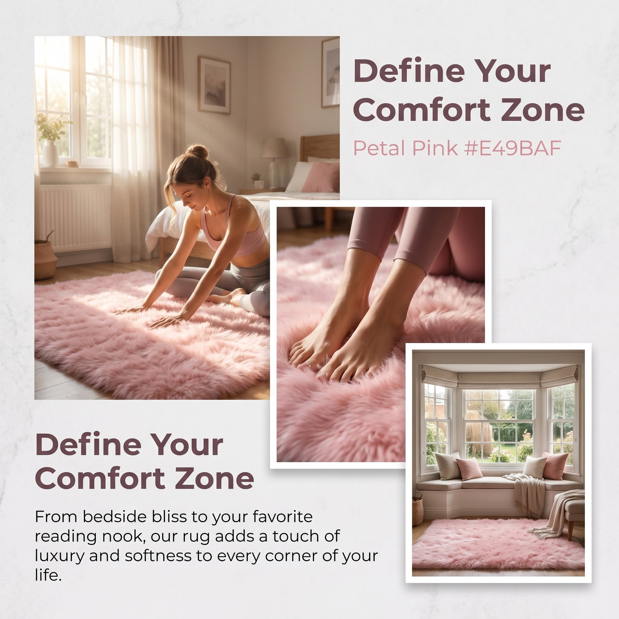 Unique Bargains Shaggy Area Rug Ultra Fluffy Non Slip Fuzzy Carpet 32" x 20" Pink