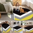 thumbnail image 5 of Abstract Yellow Black Round Area Rug 3.3Ft Washable Circle Rugs for Dining Room Table, Modern Geometric Color Blocks Non-Slip Carpet Floor Mats Indoor Outdoor Carpet Runner Aesthetic Home Decor, 5 of 8